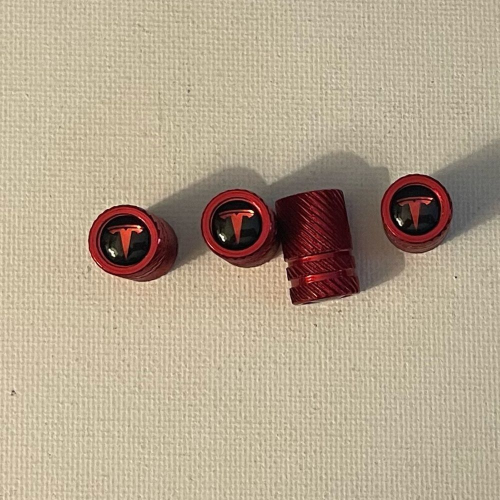 Tesla valve Stem caps in Red set of 4 NWT